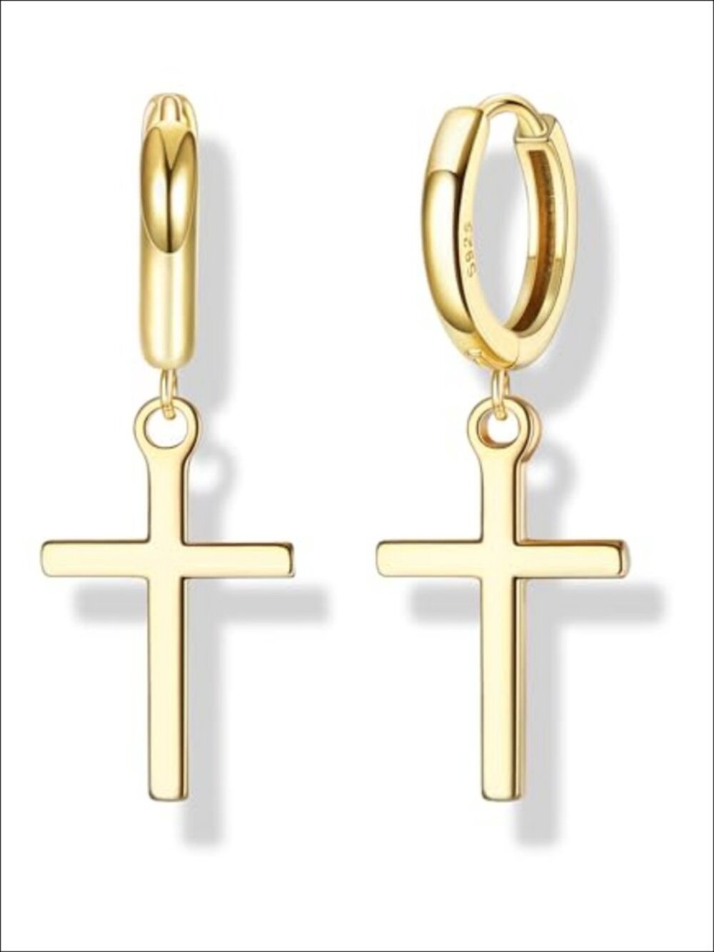 925 Sterling Silver Cross Hoop Dangle Earrings Hypoallergenic Gift